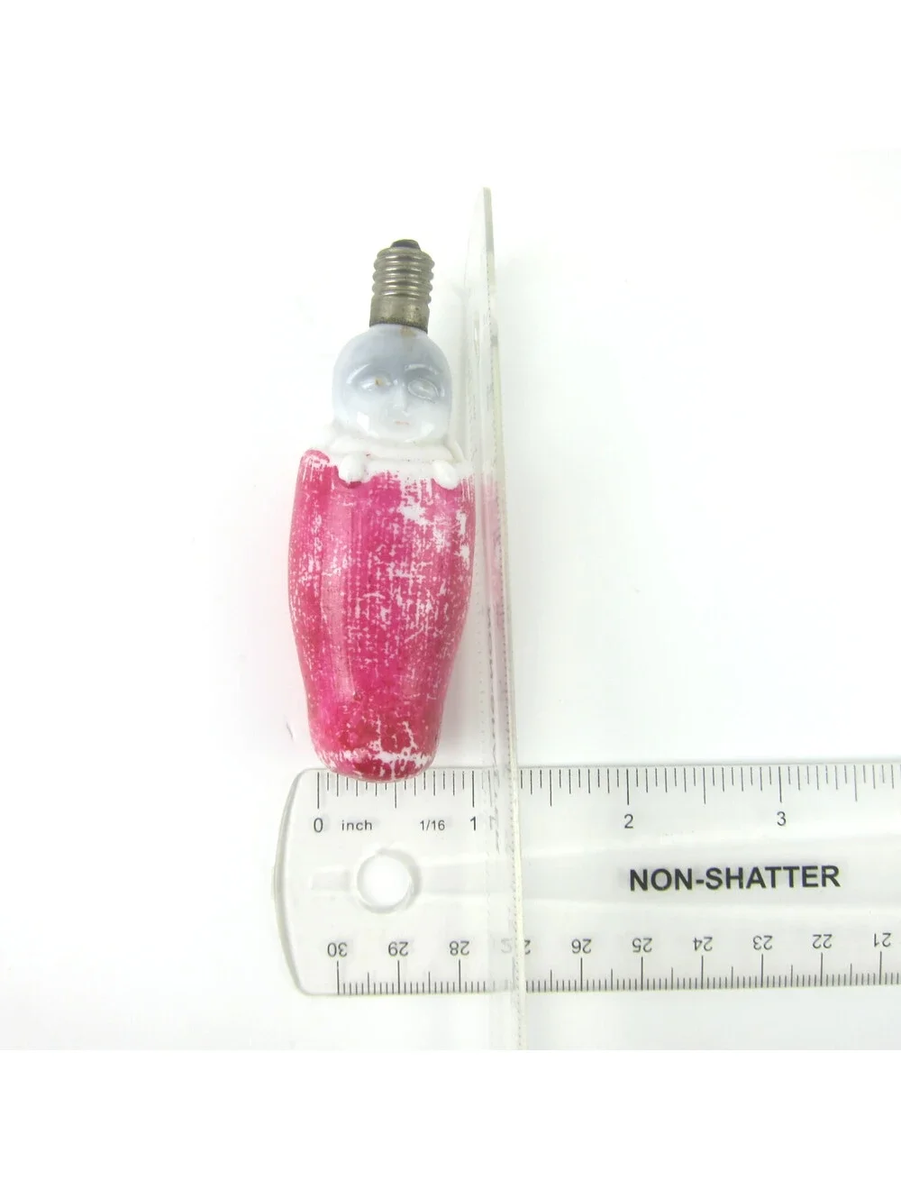 Vintage Christmas Figural Milk Glass Light Bulb C6 Baby in Red Stocking Japan